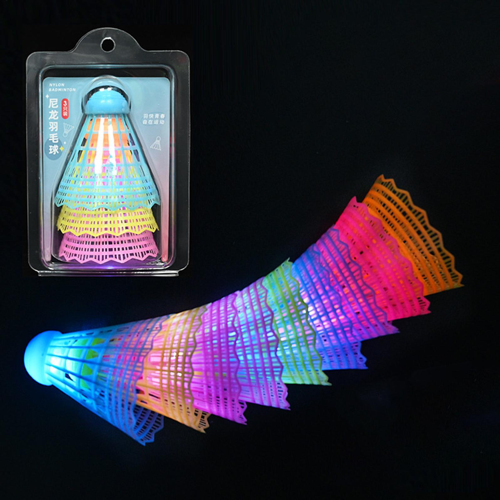 Badminton Nylon Shuttlecock - 3pcs LED Badminton Shuttlecocks Colorful Lights